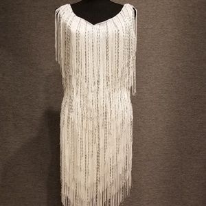 Flirty white sleeveless formal dress